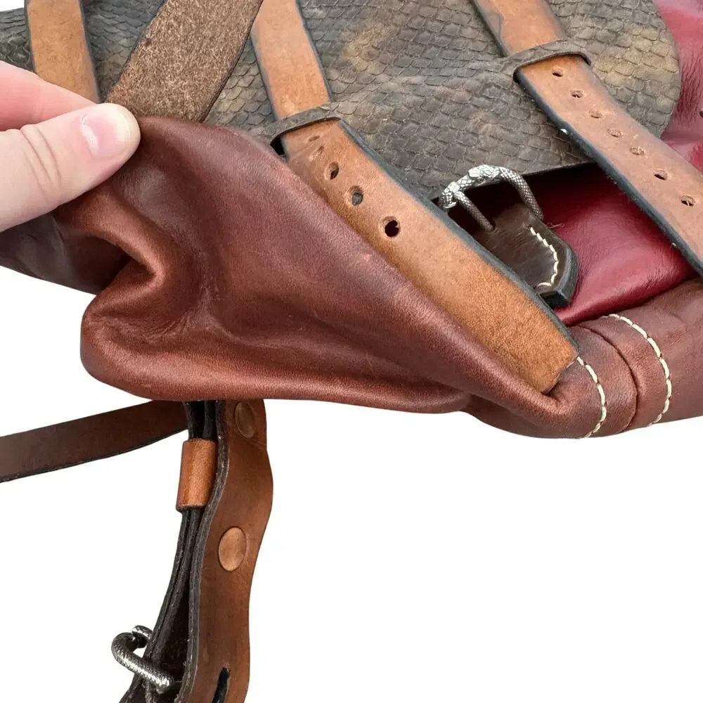 Handmade leather ren faire fantasy mix leather crossbody bag - Picture 2 of 12